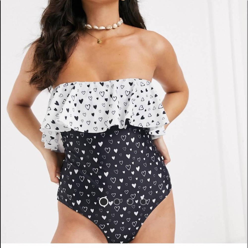 COPY - Black and white heart print swimsuit